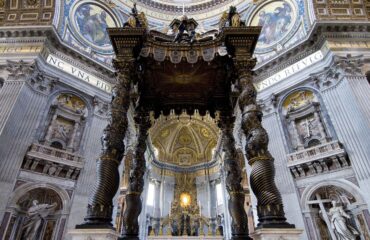 Gian Lorenzo Bernini's bronze baldachin inside St. Peter's Basilica