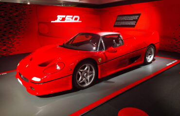 Ferrari on display inside the Ferrari Museum