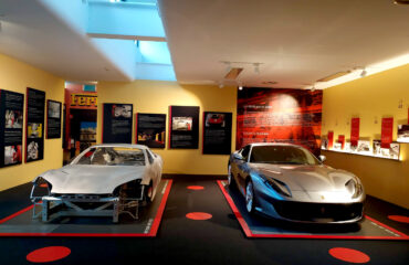 Ferraris on display inside the Ferrari Museum